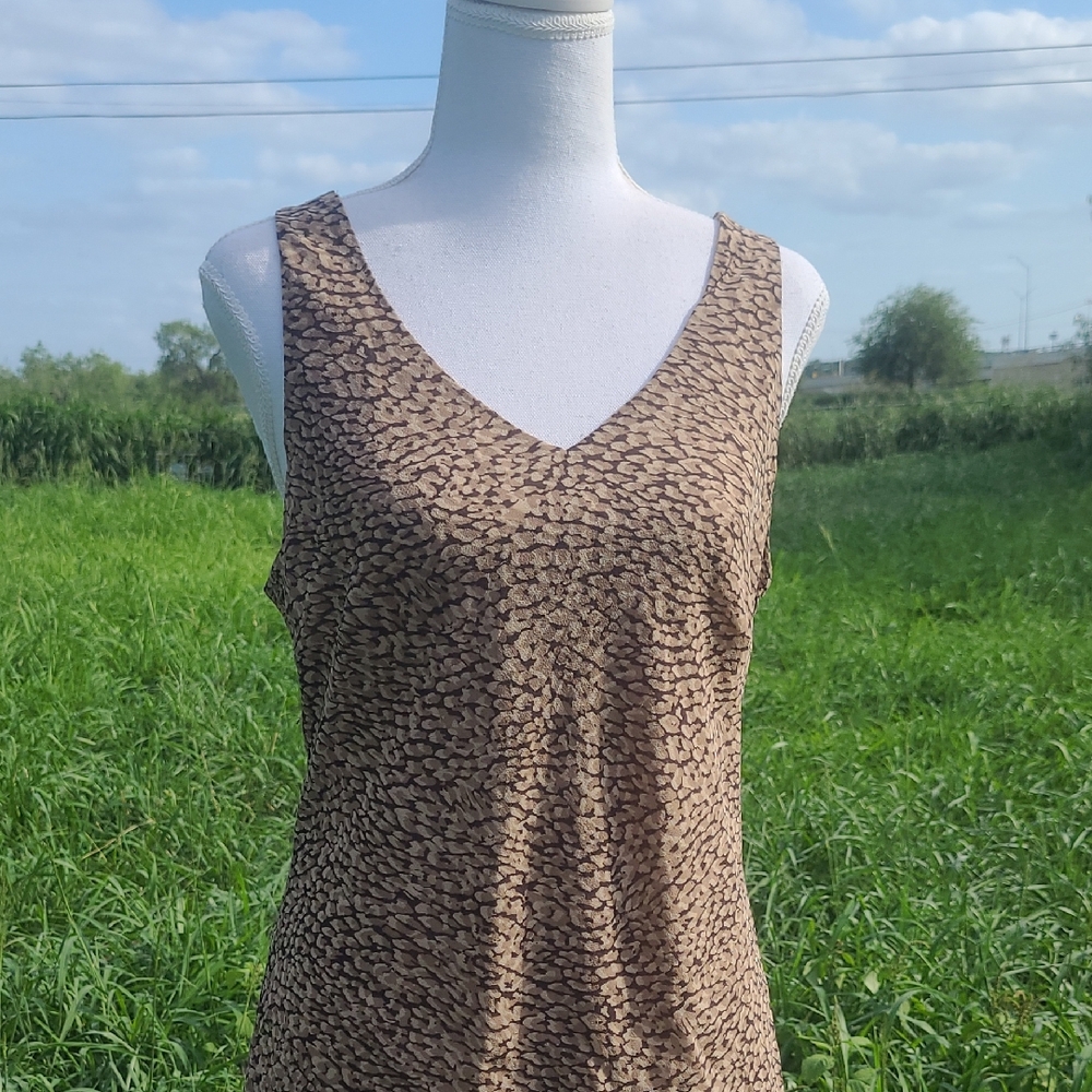 Studio Brown Printed V-Neck Sleeveless Maxi Dress